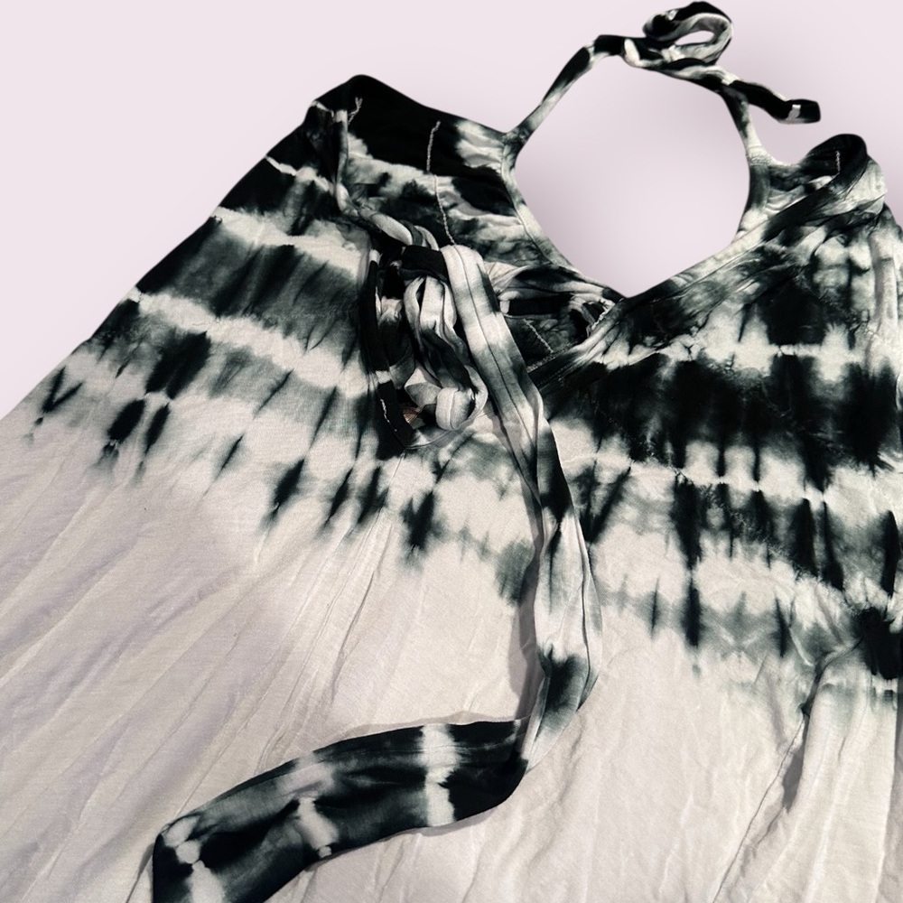 Women's Elan Black And White Tie Dye Halter Rayon/Spandex Dress Size Large - Picture 8 of 10
